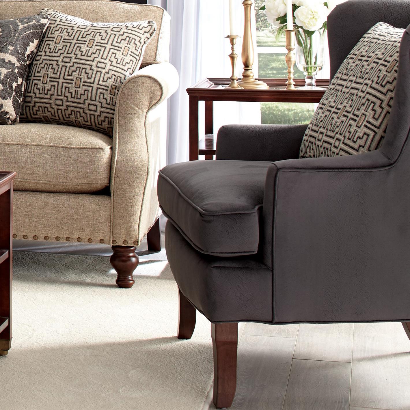Craftmaster Accent Chairs Traditional Upholstered Wing Chair with Track